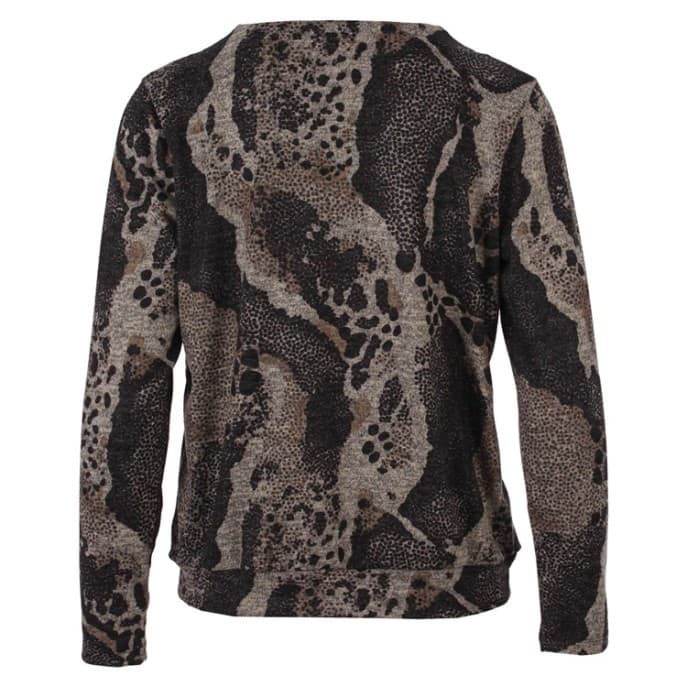 Enjoy Pullover vhals Taupe Zwart print Enjoy Pullover vhals Taupe Zwart print